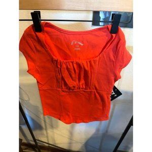 Girls Short Sleeve Ruched Bust Top - Art Class™ Coral Red S